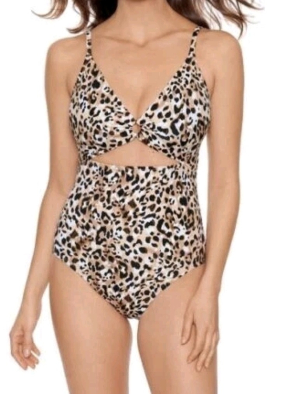 Time and Tru Cheetah Print Bandeau One-Piece - Brown, Black, Cream